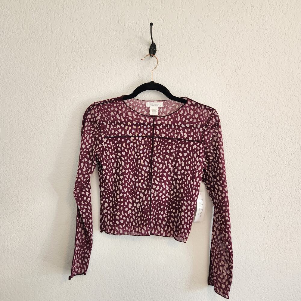 Kirious Los Angeles Womens Size‎ Small Maroon/White Animal Print Shear Shirt